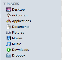 Dropbox folder in the sidebar