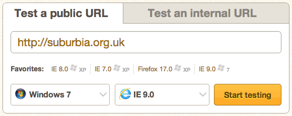 BrowserStack's URL entry fields screen