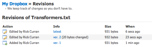 Screenshot of Dropbox's file revision process