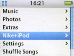 Screenshot of additional Nike+iPod menu item