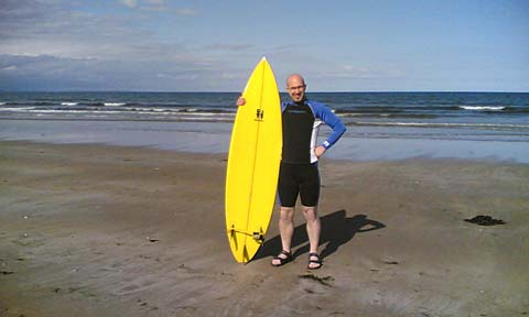 Picture of me on St Andrews beach with my rockin board!