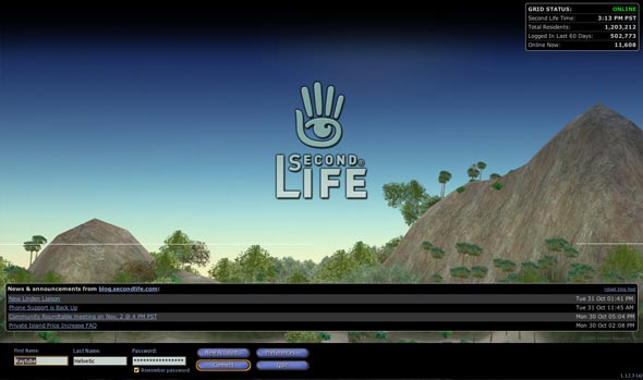Login Screen - Second Life