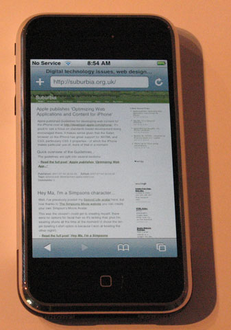 Suburbia.org.uk portrait mode in Safari on iPhone